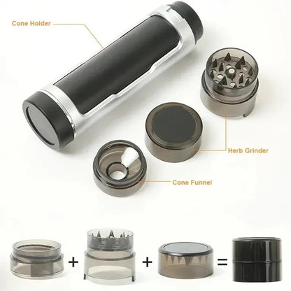 3 in 1 Plastic Herb Grass Grinder Kit with Tobacco Storage Tube Roll Paper Filling Machine DIY Pipe Smoking Accessories