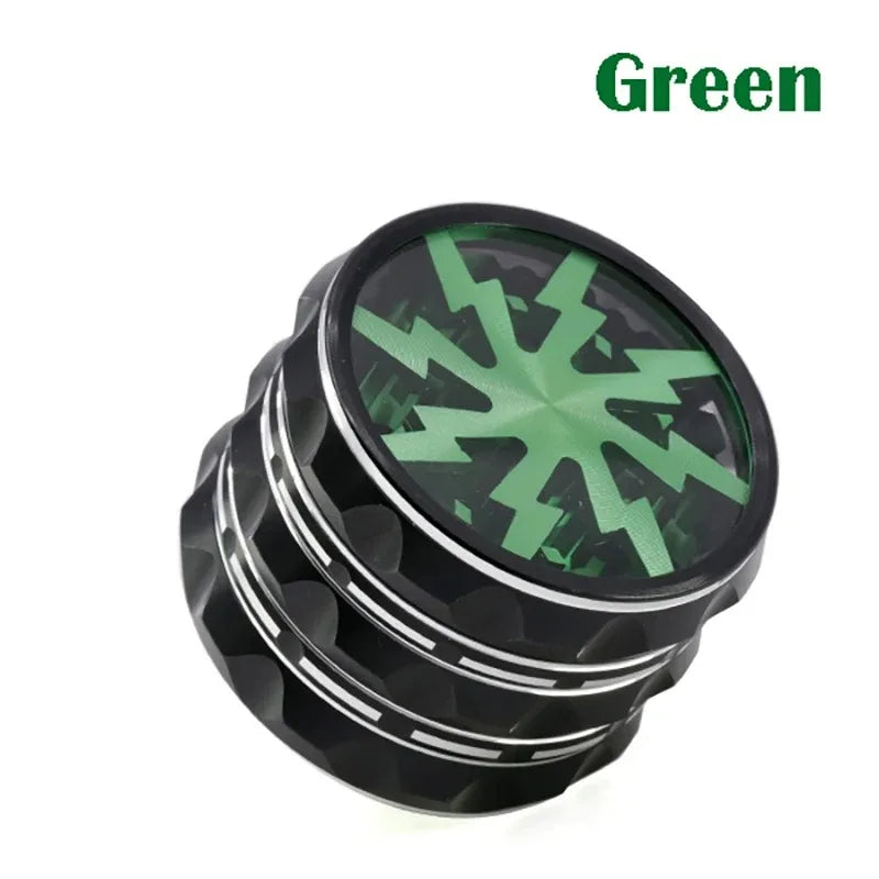 2.5inch,65mm Hand Crank Aluminium Grinder with Clear Top, Black and Green, Best Gift